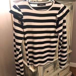 Black and white ruffle sleeve sweater